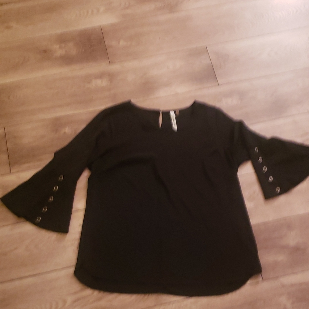 Chic Black Blouse with Bell Sleeves